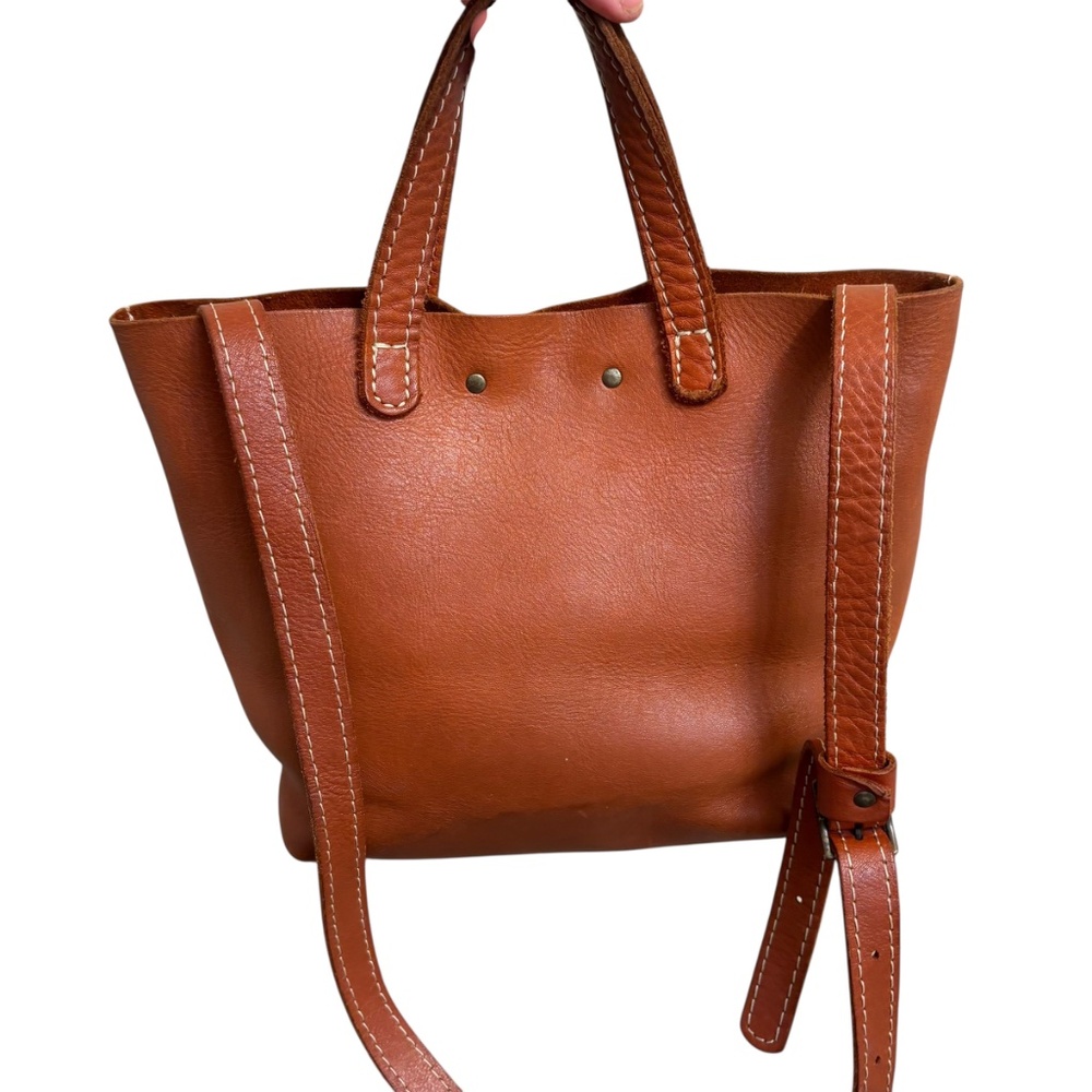Portland leather brown mini market tote bag - Picture 11 of 12